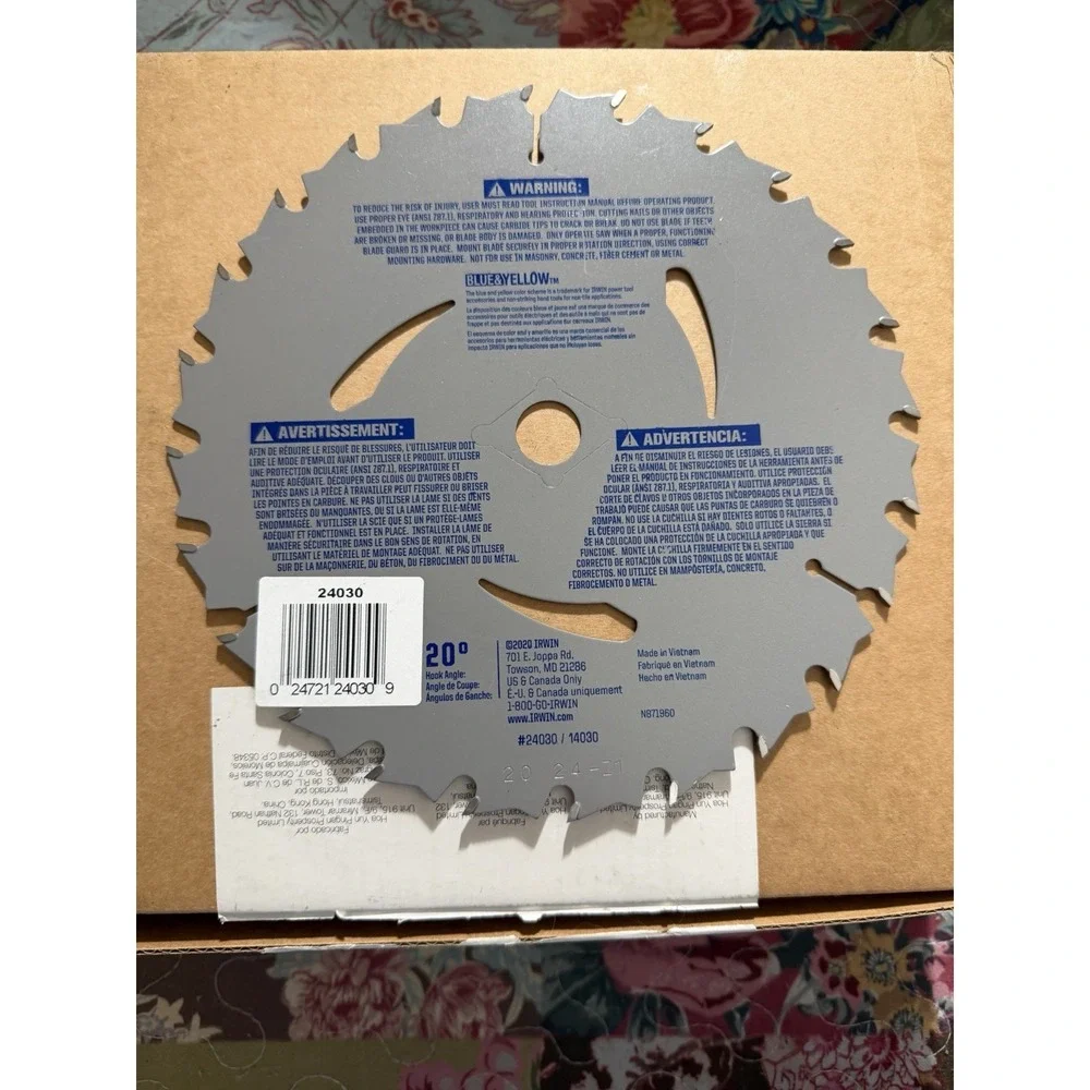 14030 Irwin Marathon Circular Saw Blade 7-1/4 24 Tooth LOT OF 2 Ripping Framing